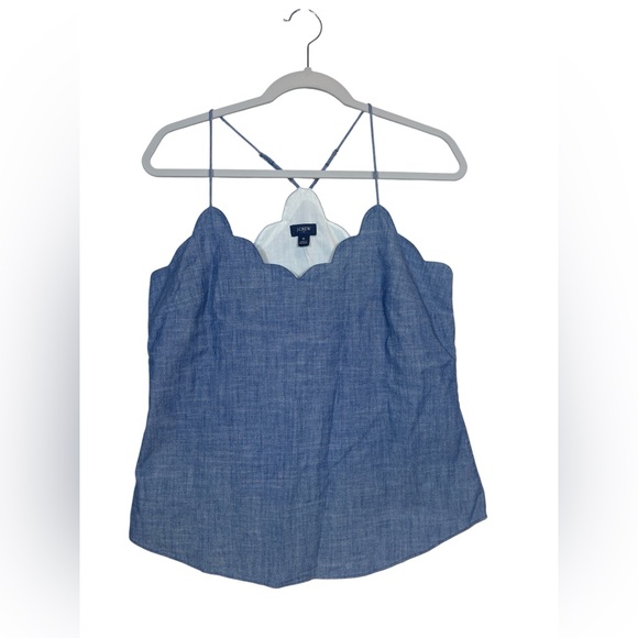 J. Crew Tops - J.Crew Re-Imagined Blue Chambray Scallop Trim Cami Top 6 NWT